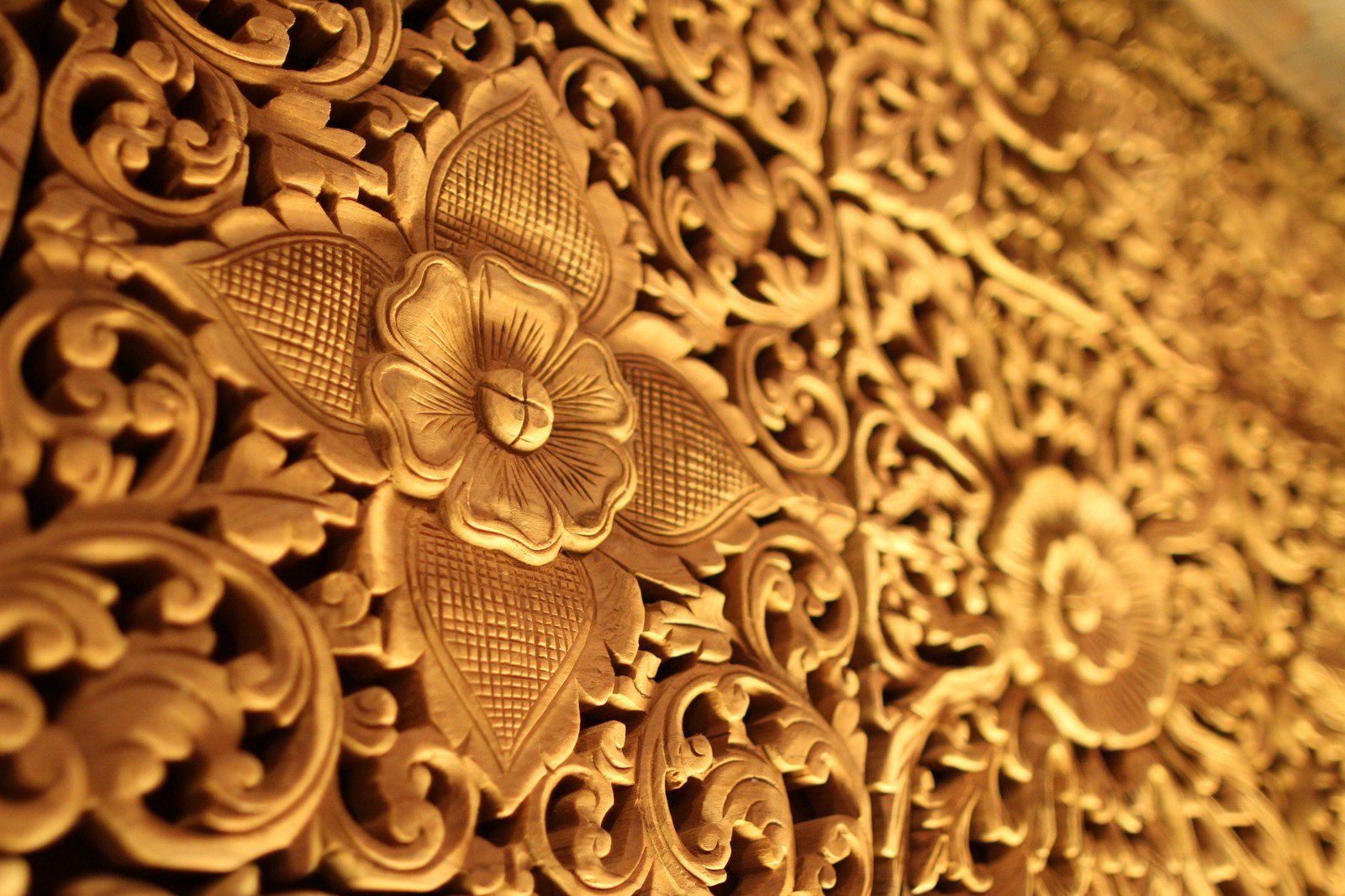 gold-colored floral decor